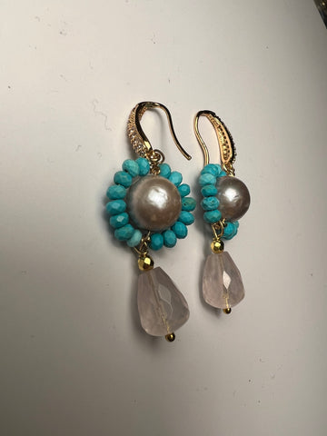 Pearl and  turquoise earrings