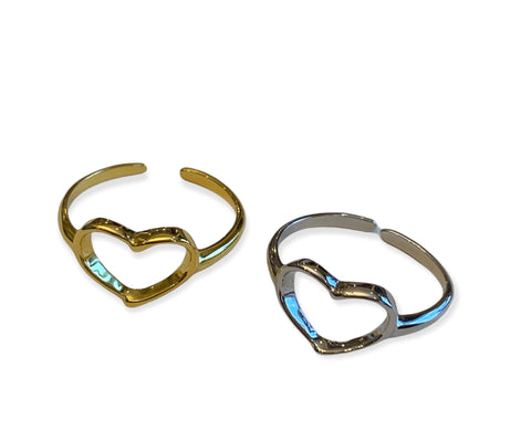 Heart shaped ring sterling silver and 18k gold plated 