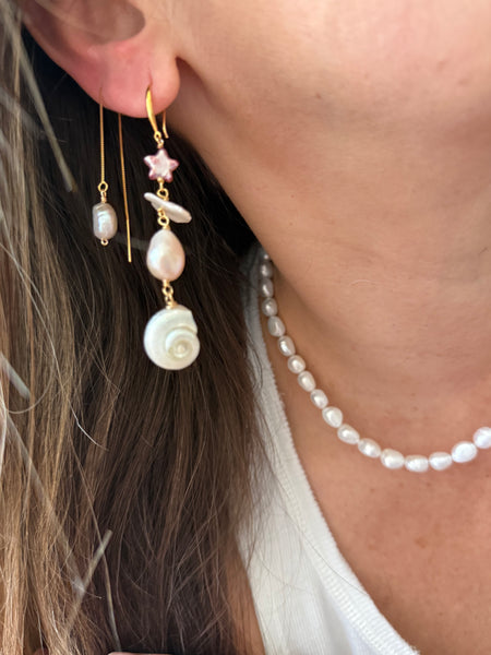 Artisan Shell & Pearl Drops Earrings