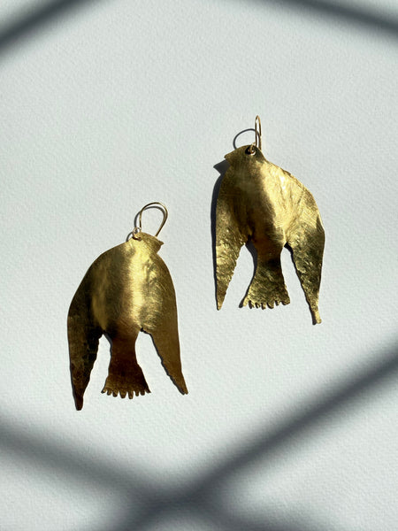 Gold Bird Statement Earrings