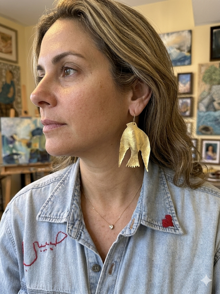 Gold Bird Statement Earrings