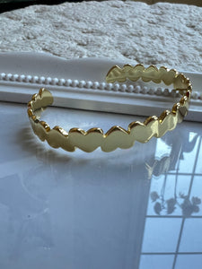 Heart design cuff bangle gold plated on brass 
