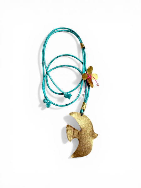 Nature Green Dove Necklace – Adjustable brass sanctuary jewelry for inner peace.
