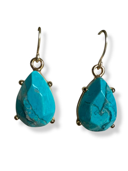 18k Gold Plated Hand-Wrapped Gemstone Drop Earrings