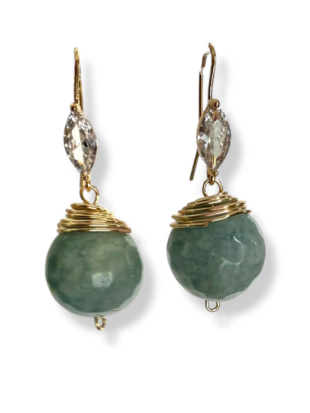 18k Gold Plated Hand-Wrapped Gemstone Drop Earrings