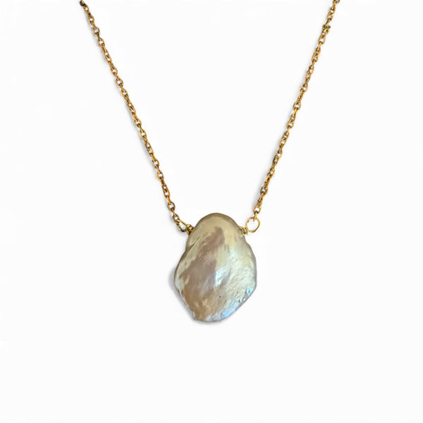Single Keshi Pearl 18k Gold Plated Silver Chain