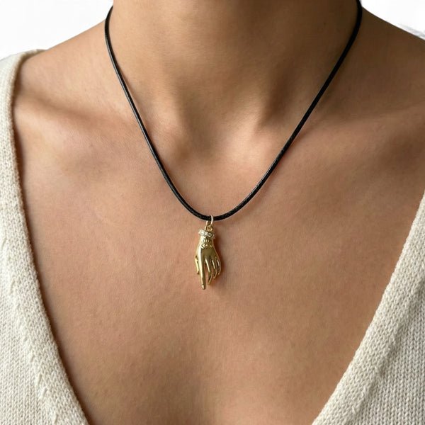 Gold Plated Hand Protection Necklace