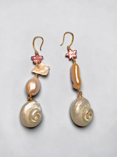 Artisan Shell & Pearl Drops Earrings