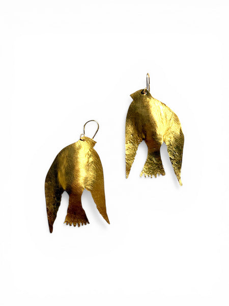 Gold Bird Statement Earrings