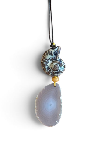 Ceramic Shell & Natural Agate Slice