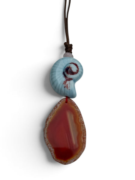 Ceramic Shell & Natural Agate Slice