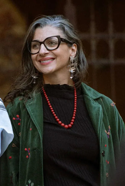 Francesca Albanese wearing Salam silver and made earrings inamullumani 