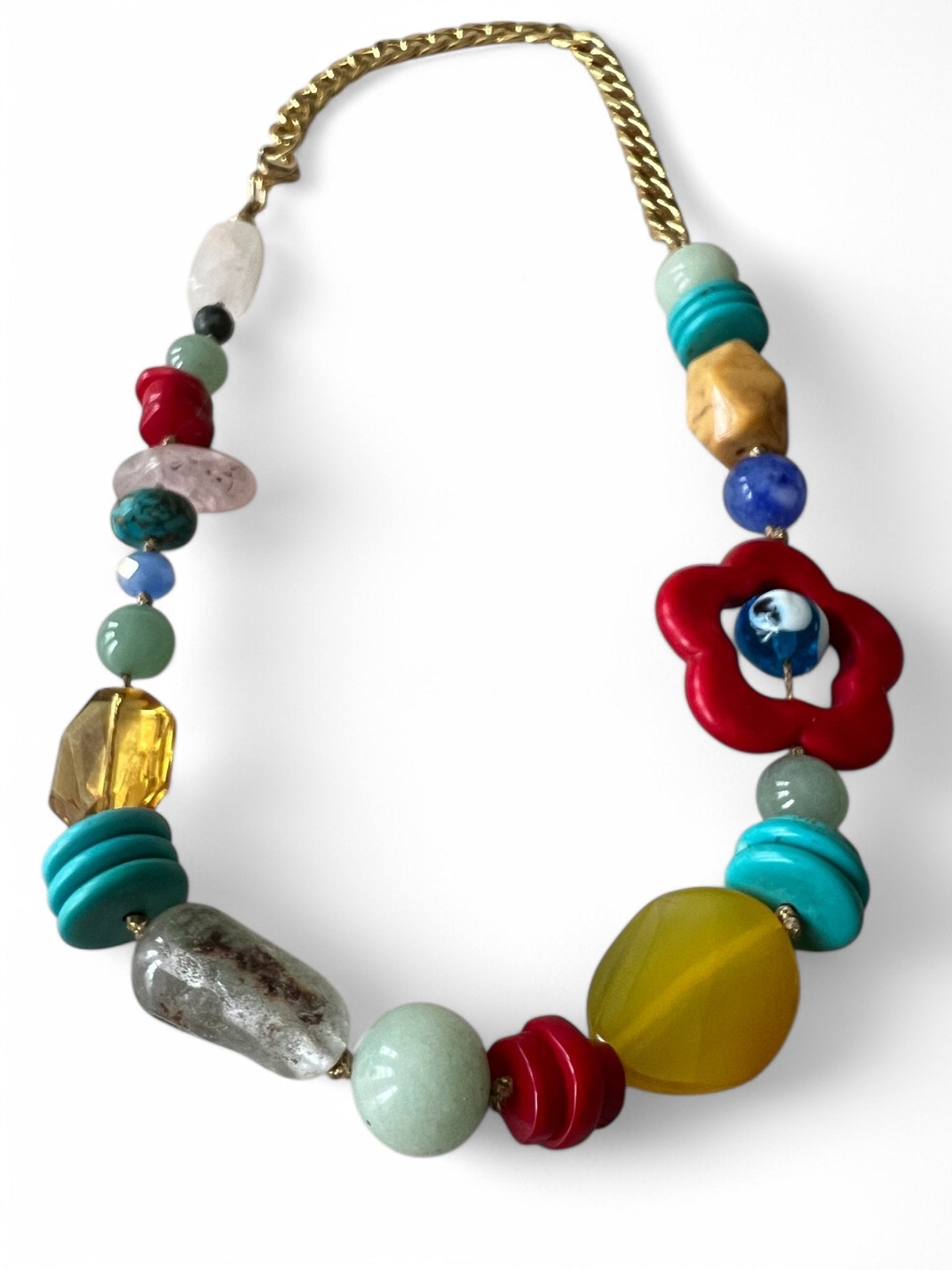 Big Handmade Gemstone Statement Necklace - InamullumaniNecklaces