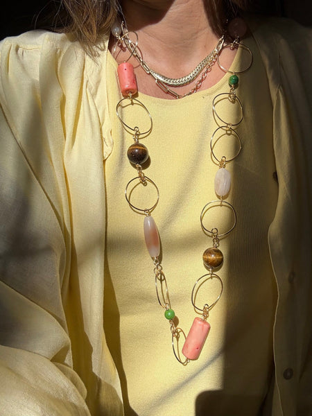 Big Link Gemstone Necklace - Inamullumaninecklaces