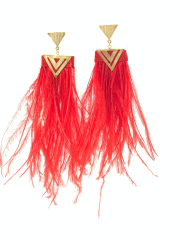 Feather Geometric Gold Earrings - InamullumaniEarrings