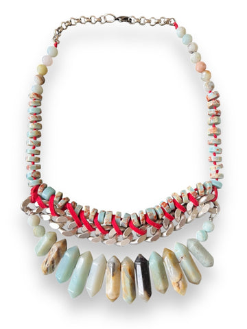 Statement Handmade Amazonite chunky Boho Necklace inamullumani Oakville 