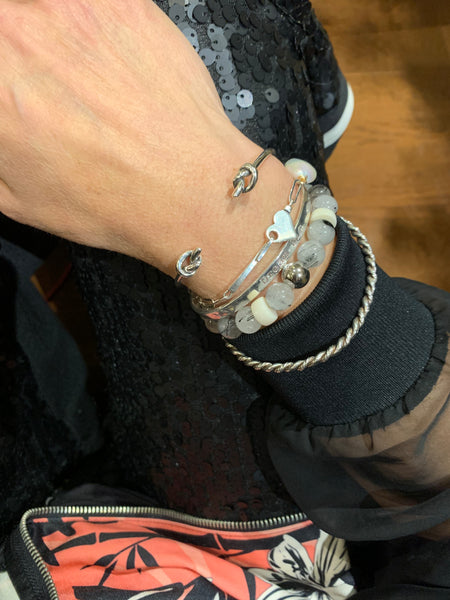 Heart bracelet sterling silver handmade jewellery knot bracelet tourmaline stone elastic bracelet 
