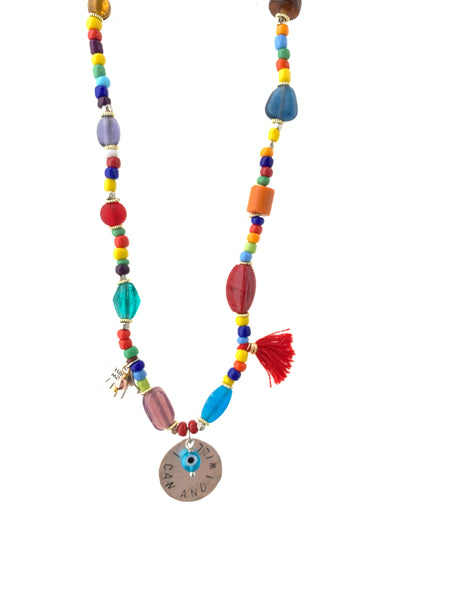 Necklace with colored glass beads 
