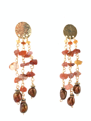 Inamullumani custom  dangling earrings silver jewelry gold plated carnelian gemstone 