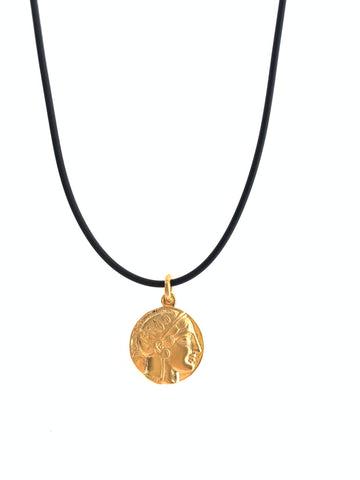 Greek goddess Athena handmade coin pendant gold plated protector of Athens 