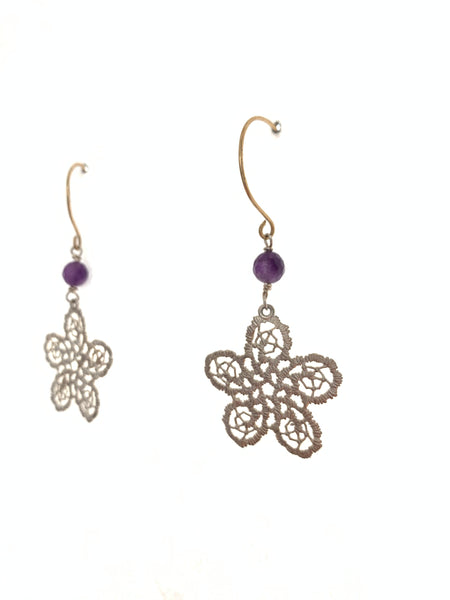 Silver crochet earrings