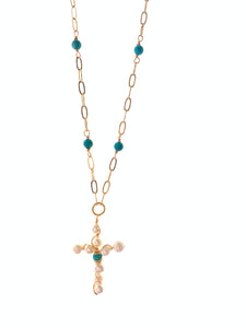 Necklace paper clip pearl cross inamullumani 